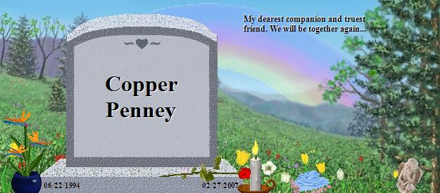 Copper Penney's Rainbow Bridge Pet Loss Memorial Residency Image