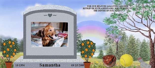 Samantha's Rainbow Bridge Pet Loss Memorial Residency Image