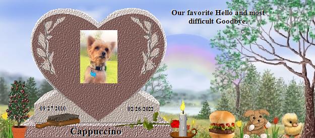 Cappuccino's Rainbow Bridge Pet Loss Memorial Residency Image