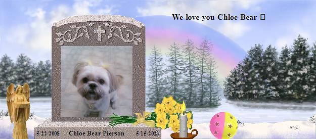 Chloe Bear Pierson's Rainbow Bridge Pet Loss Memorial Residency Image
