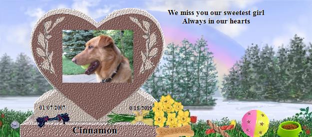 Cinnamon's Rainbow Bridge Pet Loss Memorial Residency Image