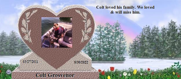 Colt Grosvenor's Rainbow Bridge Pet Loss Memorial Residency Image