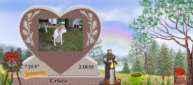 Crisco's Rainbow Bridge Pet Loss Memorial Residency Image