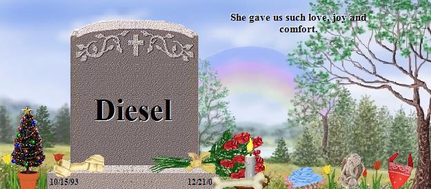 Diesel's Rainbow Bridge Pet Loss Memorial Residency Image