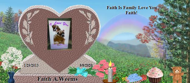 Faith A.Weems's Rainbow Bridge Pet Loss Memorial Residency Image
