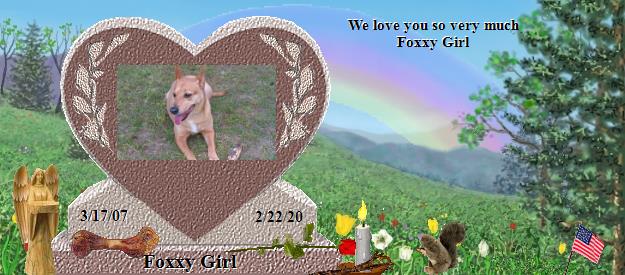 Foxxy Girl's Rainbow Bridge Pet Loss Memorial Residency Image