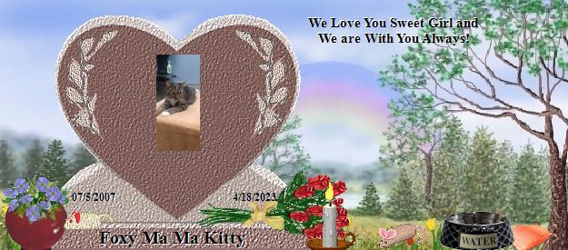 Foxy Ma Ma Kitty's Rainbow Bridge Pet Loss Memorial Residency Image