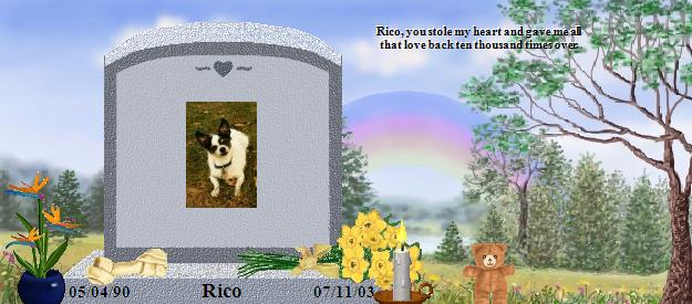 Rico's Rainbow Bridge Pet Loss Memorial Residency Image