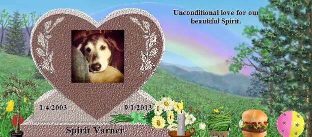 Spirit Varner's Rainbow Bridge Pet Loss Memorial Residency Image
