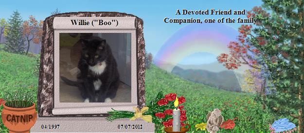 Willie ("Boo")'s Rainbow Bridge Pet Loss Memorial Residency Image