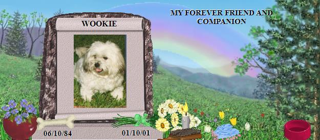 WOOKIE's Rainbow Bridge Pet Loss Memorial Residency Image