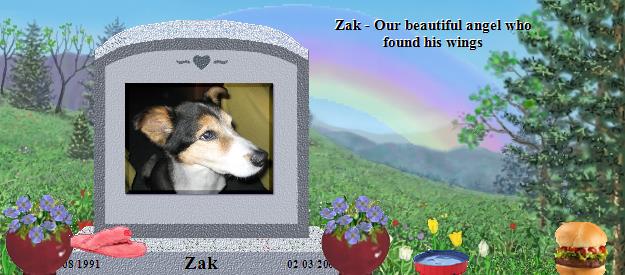 Zak's Rainbow Bridge Pet Loss Memorial Residency Image