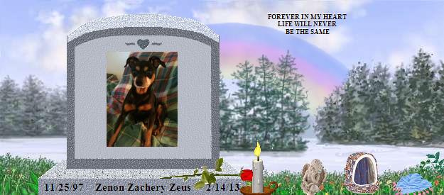 Zenon Zachery Zeus's Rainbow Bridge Pet Loss Memorial Residency Image