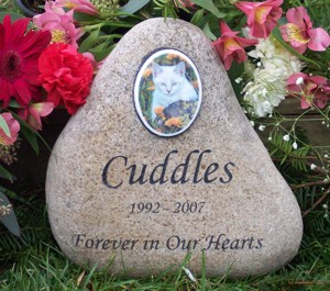 Photographicly Engraved and Personalized River Rock Pet Memorial