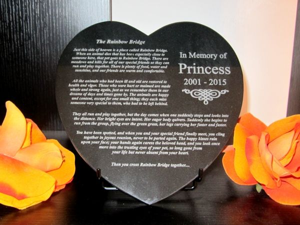 Personalized Rainbow Bridge Poem Granite Heart Plaque