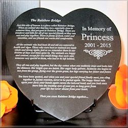 Rainbow Bridge Granite Heart Plaque