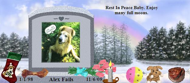 Alex Fails's Rainbow Bridge Pet Loss Memorial Residency Image