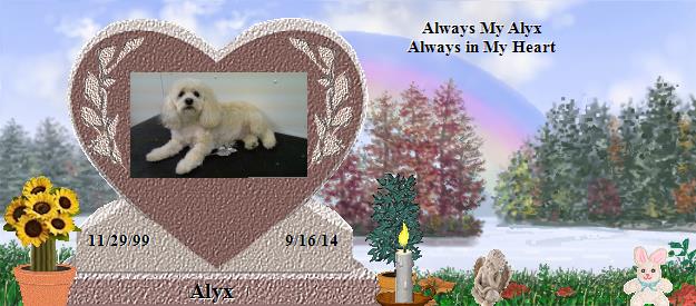 Alyx's Rainbow Bridge Pet Loss Memorial Residency Image