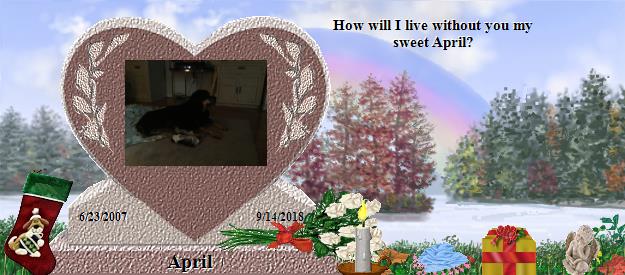 April's Rainbow Bridge Pet Loss Memorial Residency Image