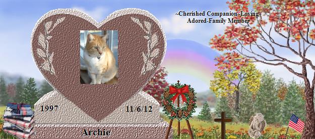 Archie's Rainbow Bridge Pet Loss Memorial Residency Image