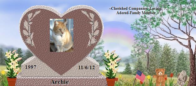 Archie's Rainbow Bridge Pet Loss Memorial Residency Image