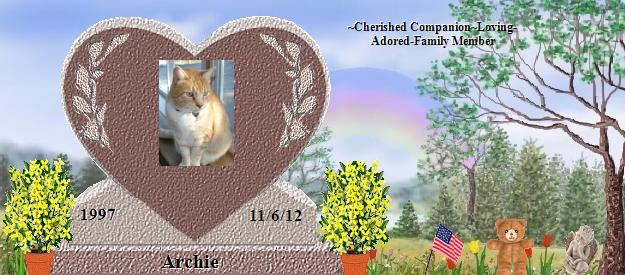 Archie's Rainbow Bridge Pet Loss Memorial Residency Image