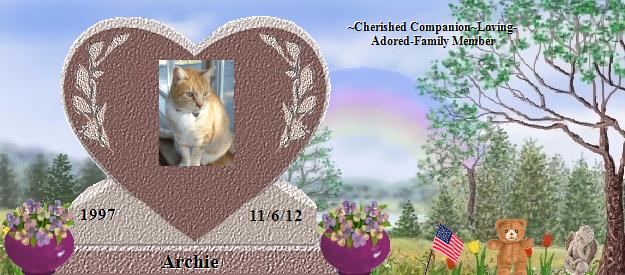 Archie's Rainbow Bridge Pet Loss Memorial Residency Image