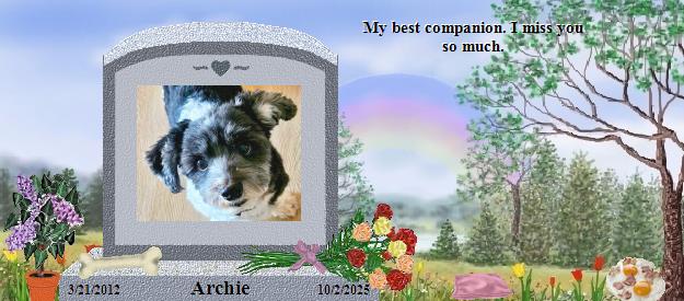 Archie's Rainbow Bridge Pet Loss Memorial Residency Image