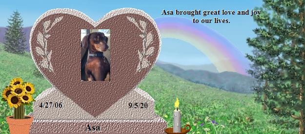 Asa's Rainbow Bridge Pet Loss Memorial Residency Image
