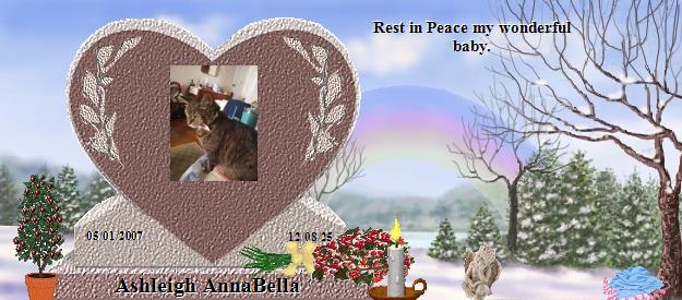 Ashleigh AnnaBella's Rainbow Bridge Pet Loss Memorial Residency Image