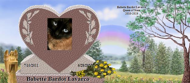 Babette Bardot Lavarco's Rainbow Bridge Pet Loss Memorial Residency Image