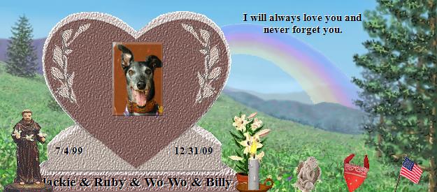 Blackie & Ruby & Wo-Wo & Billy's Rainbow Bridge Pet Loss Memorial Residency Image