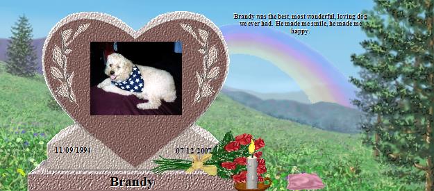 Brandy's Rainbow Bridge Pet Loss Memorial Residency Image