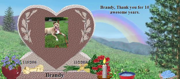 Brandy's Rainbow Bridge Pet Loss Memorial Residency Image