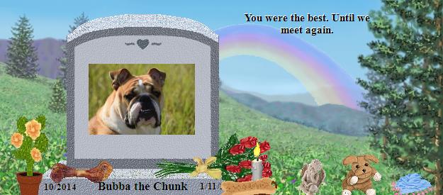Bubba the Chunk's Rainbow Bridge Pet Loss Memorial Residency Image