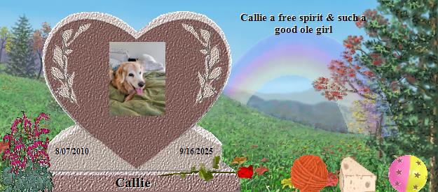 Callie's Rainbow Bridge Pet Loss Memorial Residency Image