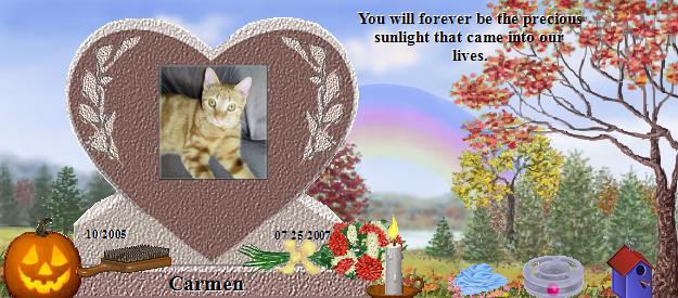 Carmen's Rainbow Bridge Pet Loss Memorial Residency Image
