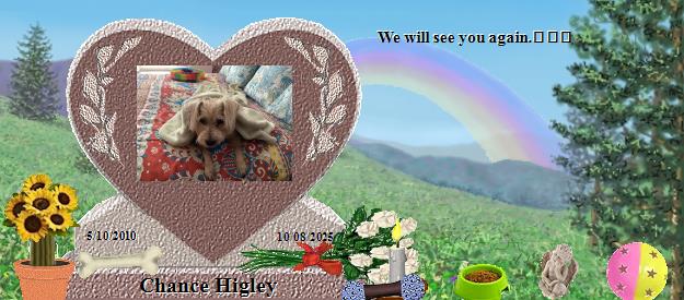Chance Higley's Rainbow Bridge Pet Loss Memorial Residency Image