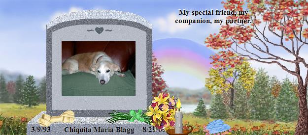 Chiquita Maria Blagg's Rainbow Bridge Pet Loss Memorial Residency Image