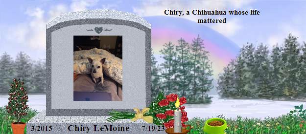 Chiry LeMoine's Rainbow Bridge Pet Loss Memorial Residency Image