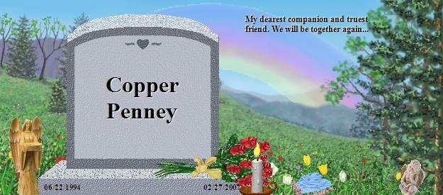 Copper Penney's Rainbow Bridge Pet Loss Memorial Residency Image