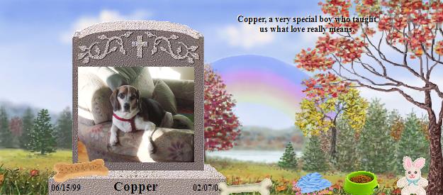 Copper's Rainbow Bridge Pet Loss Memorial Residency Image