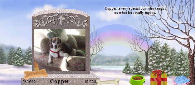 Copper's Rainbow Bridge Pet Loss Memorial Residency Image