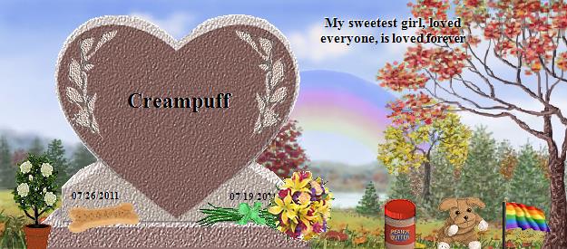 Creampuff's Rainbow Bridge Pet Loss Memorial Residency Image