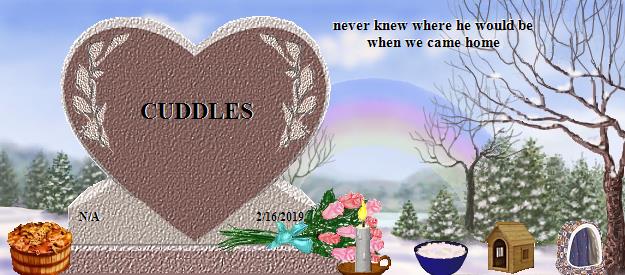 CUDDLES's Rainbow Bridge Pet Loss Memorial Residency Image