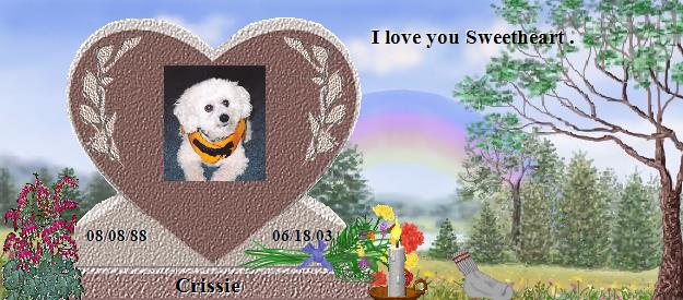 Crissie's Rainbow Bridge Pet Loss Memorial Residency Image