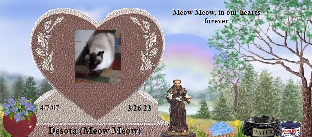 Desota (Meow Meow)'s Rainbow Bridge Pet Loss Memorial Residency Image