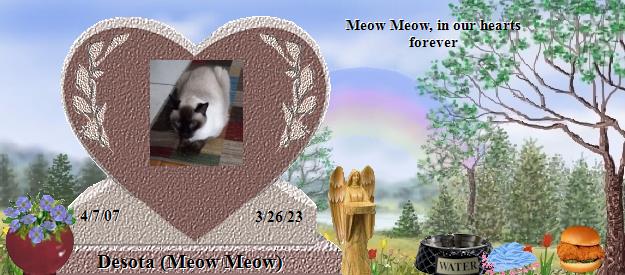 Desota (Meow Meow)'s Rainbow Bridge Pet Loss Memorial Residency Image