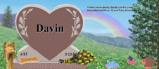 Davin's Rainbow Bridge Pet Loss Memorial Residency Image