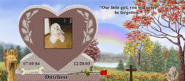 Dutchess's Rainbow Bridge Pet Loss Memorial Residency Image